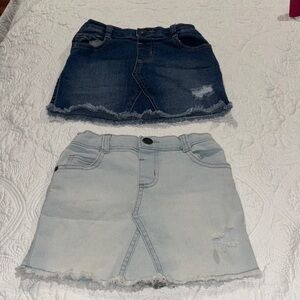 Girls Denim Mini Skirt Set - Dark Blue and Light Blue- NWOT